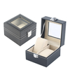 New Luxury Leather 2 Grid Box Collecting Storage Display Couple Lovers Watch Case Organizer Watch Gift Packing Box
