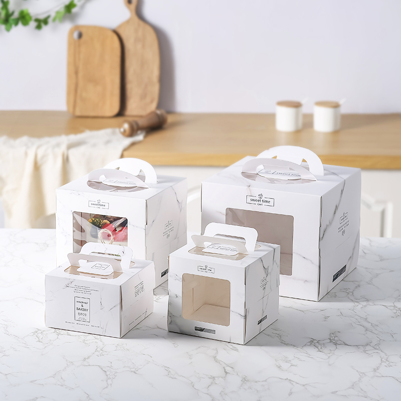 White Kraft Paper Color Bakery Cookie Cake Pies Boxes with Windows Package Decorative Box for Food Gifts Packaging Box
