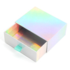 Custom Logo Luxury Holographic Silver Laser Paper Beauty Cosmetics Packaging Gift Box Rigid Cardboard Sliding Drawer Box