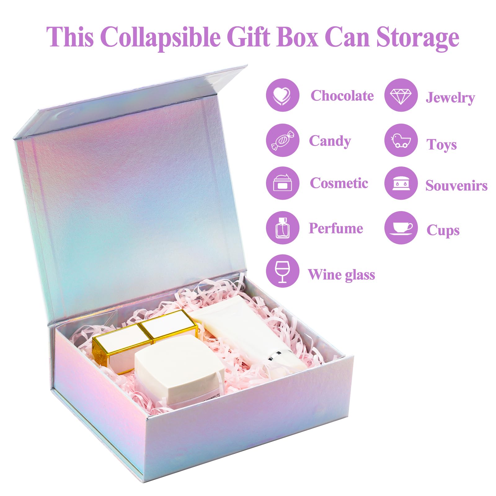 6.7x5.5x2.2 Inch Small Luxury Folding Jewelry Christmas Collapsible Paper Packaging Gift Box With Magnetic Closure Lid