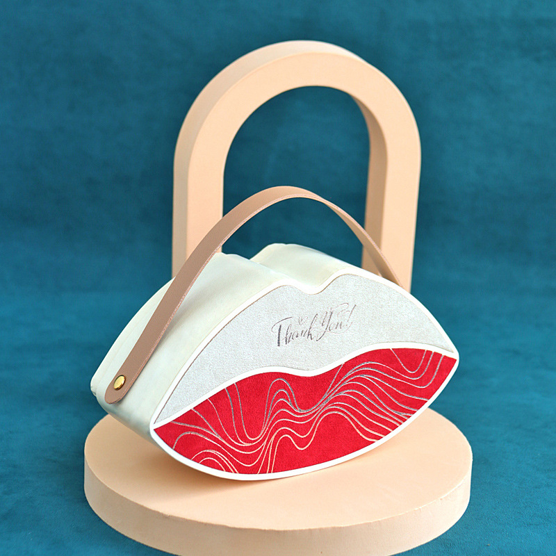 Custom Logo Printing Luxury Cardboard Paper Lip Shaped Lip Gloss Boxes Mouth Shape Lipstick Cosmetic Packaging Box