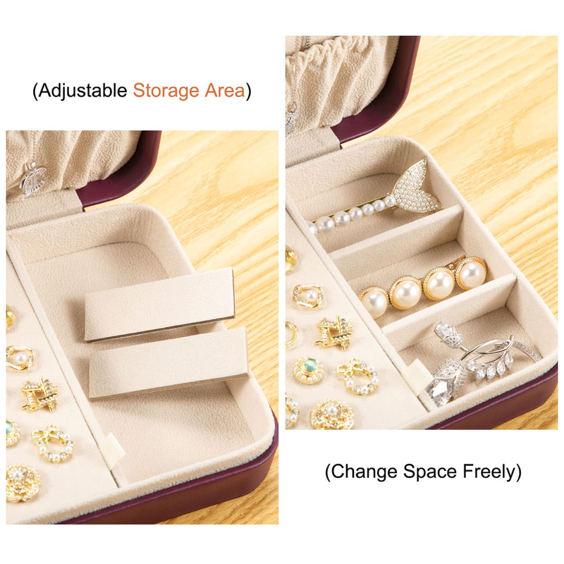 Luxury PU Leather Jewelry Box Simple Portable Large Capacity Necklace Ring Earrings Bracelet Jewelry Storage Travel Case