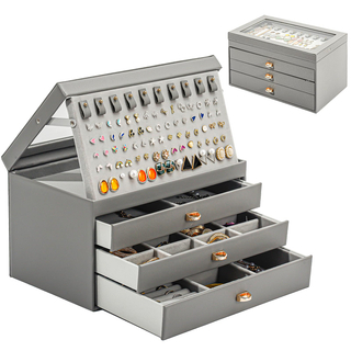 Custom Multi Layer Pu Leather Travel Jewellery Organizer Storage Case Portable Large Drawer Jewelry Organizer Box
