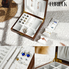 2 Layer Vintage Velvet Solid Walnut Wooden Earrings Rings Necklaces Bracelet Watch Jewelry Organizer Storage Box with Lock 
