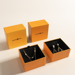 Luxury Small Orange Drawer Paper Cardboard Custom Logo Bracelet Earring Necklace Ring Jewelry Gift Packaging Box Velvet Insert