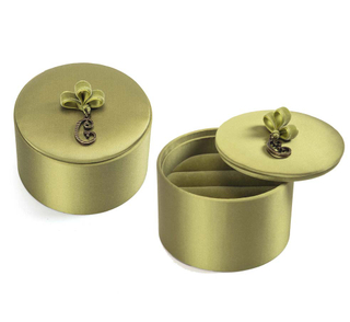 Bamboo Leaf Green Ring Box Silk Velvet Pendant Earring Necklace Gift Luxury Round Jewelry Ring Box Package Storage Box Organizer