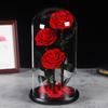 Luxury Valentine Day Preserved Roses In Glass Dome Factory Glass Dome With Wood Base Eternal Rose Preserved Flower In Glass Dome
