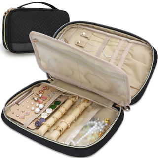 New Design PU Leather Zipper Jewelry Storage Bag Portable Travel Earring Necklace Ring Jewelry Box Organizer Makeup Bag