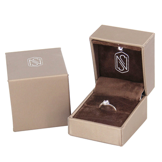 New Wholesale Square Shape Led Light Ring Earring Necklace Jewellery Packaging Box Grey Pu LeatherJewelry Gift Display Box