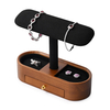 Solid Wood Watch Stand T-bar Watch Holder Organizer Showcase Bracelet Bangle Rings Earrings Necklace Jewelry Display Stand Tray