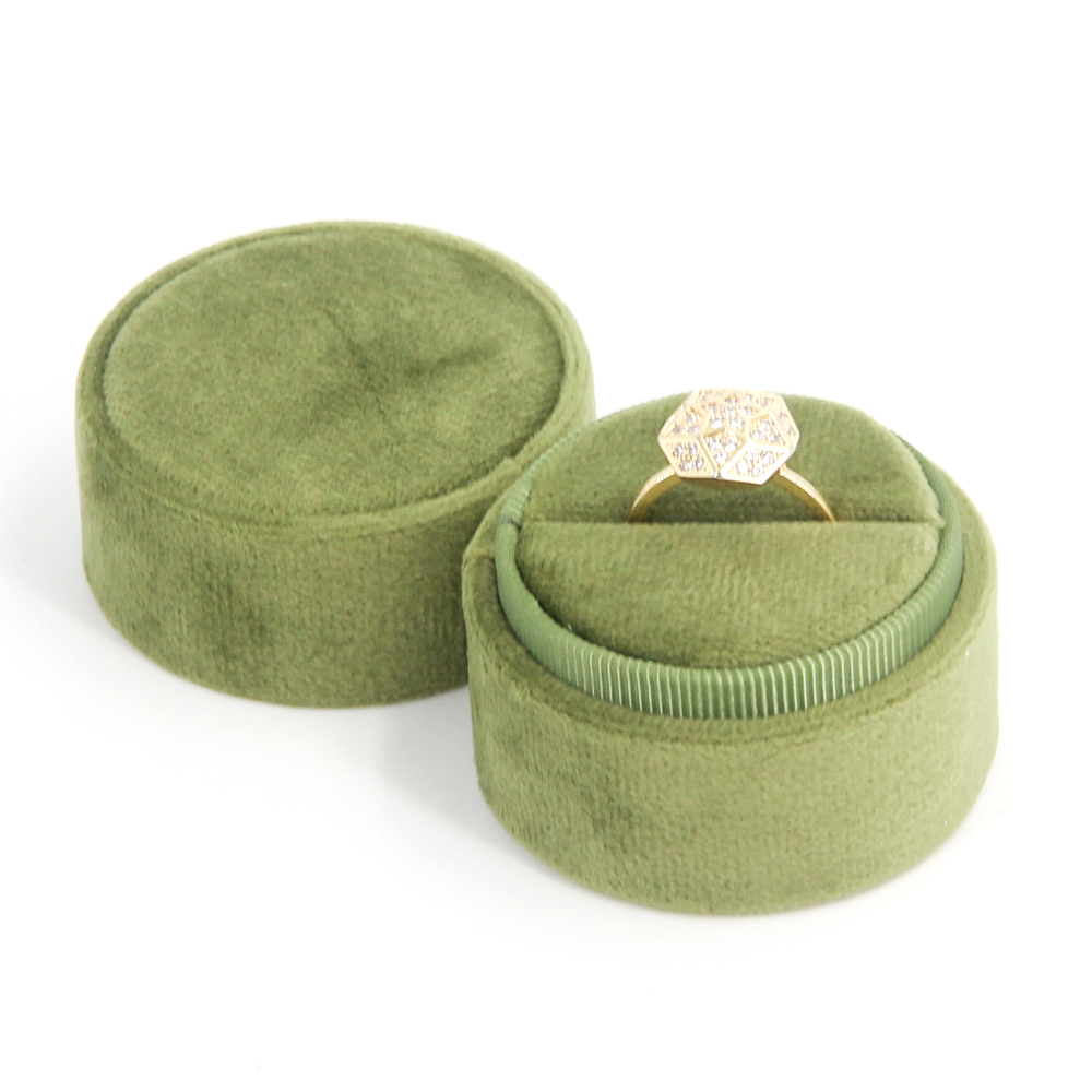 Manufacturer Spot Creative High End Round Korea Velvet Wedding Double Ring Display Box Single Ring Jewelry Storage Box With Logo