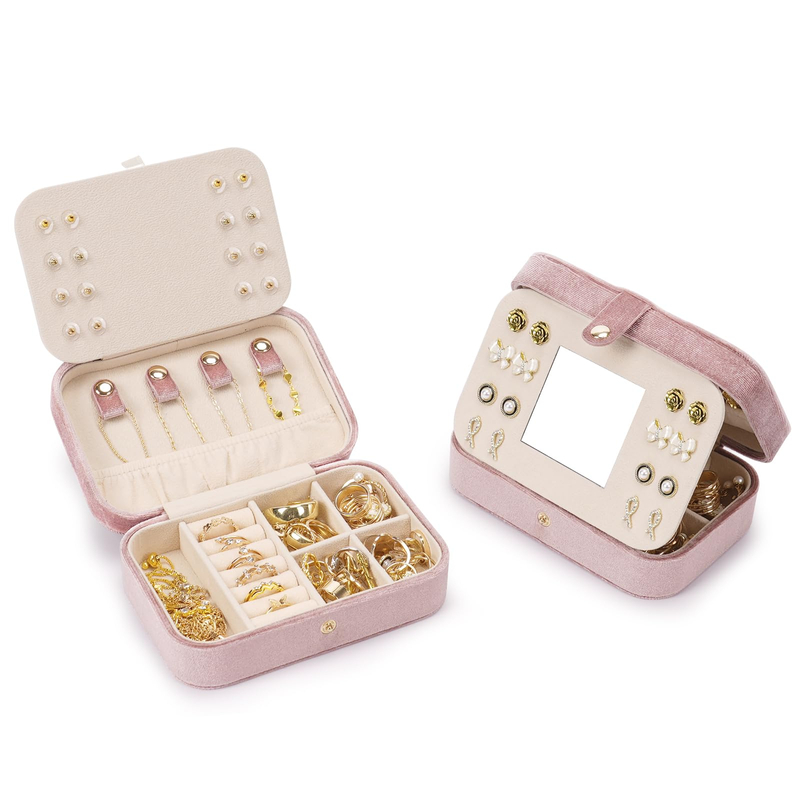 Wholesale Luxury Small Multi Layer Household Ring Earrings Necklace Jewelry Storage Packaging Gift Boxes with Zipper