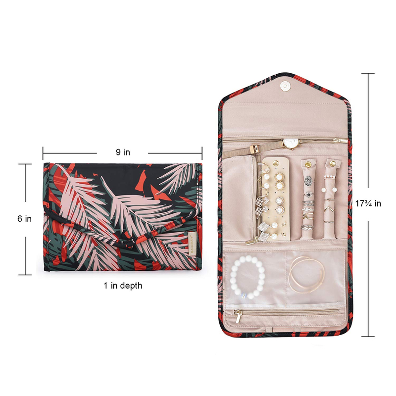 Portable Foldable Fabric Ring Necklace Earring Storage Case Hot Sell Jewelry Organizer Roll Bag with Pocket Zipper