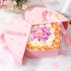 Valentine's Day Girls Mother Christmas Gift Double Open Heart Flower Box Peach Heart Gift Box