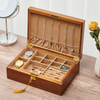 New Arrival Double Layer Solid Wood Lockable Ring Bracelet Necklace Earring Watch Jewelry Organizer Storage Box With Lock