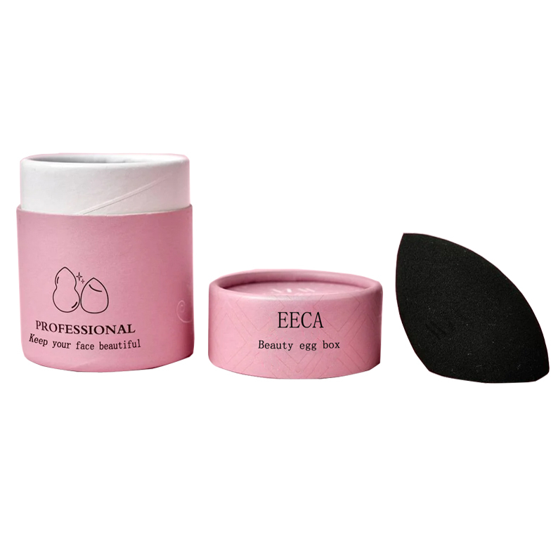 OEM Custom Round Paper Beauty Makeup Sponge Egg Cosmetic Puff Box Customized Beauty Sponge Blender Tube Packaging Box