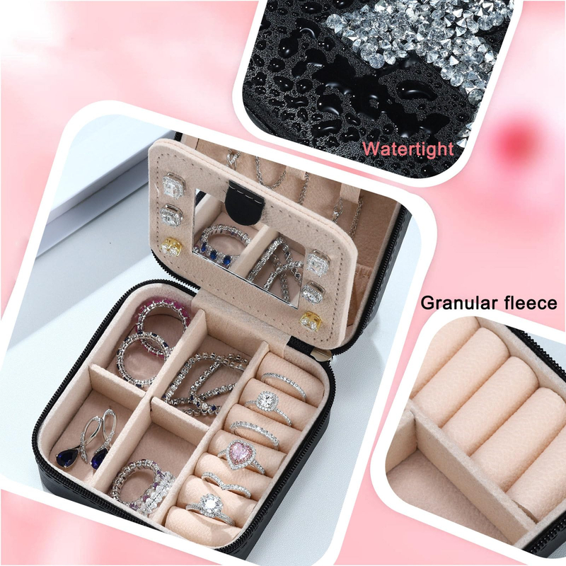 Christmas Gifts for Women Girls - Small Travel Jewelry Case Organizer Initial Jewelry Box Personalized