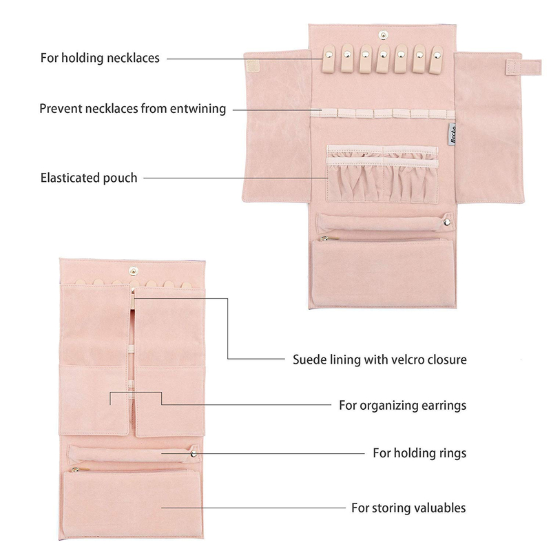 Custom Jewelry Packaging Roll Travel Jewelry Organizer Bag Leather Travel Jewelry Box Folding Organizer Roll