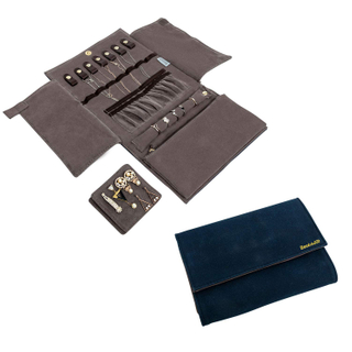 Jewelry Organizer Bag Case for Multiple Necklaces Rings Bracelets Supple Leather Suede Large Capacity Without Crease Lightweight
