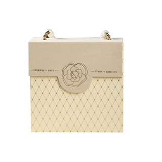 Luxury Velvet Mounted Gift Box Packaging Custom Logo Hot Stamped Magnetic Folding Paper Gift Boxes With Pearl Beads Handle