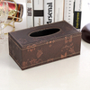 Luxury Design Plain Rectangular Soft Pu Leather Gold Napkin Holder Tissue Box with Cover for Hotel Farmhouse