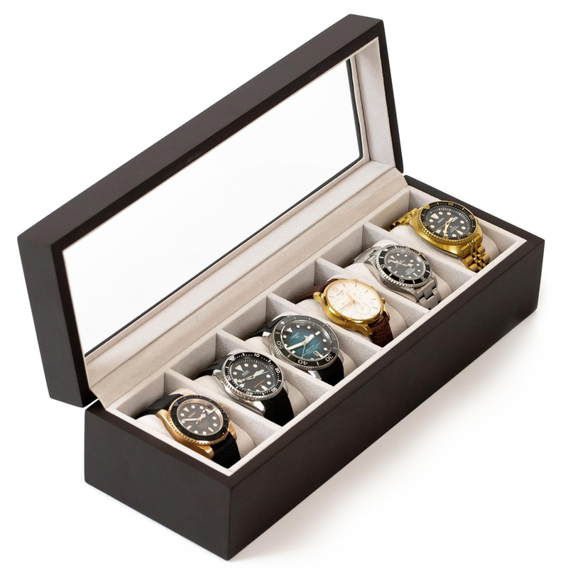 Hot Spot Full Carbon Fiber PU Leather Watch Box 6 Slots Watch Storage Box Display Watch Organizer Box