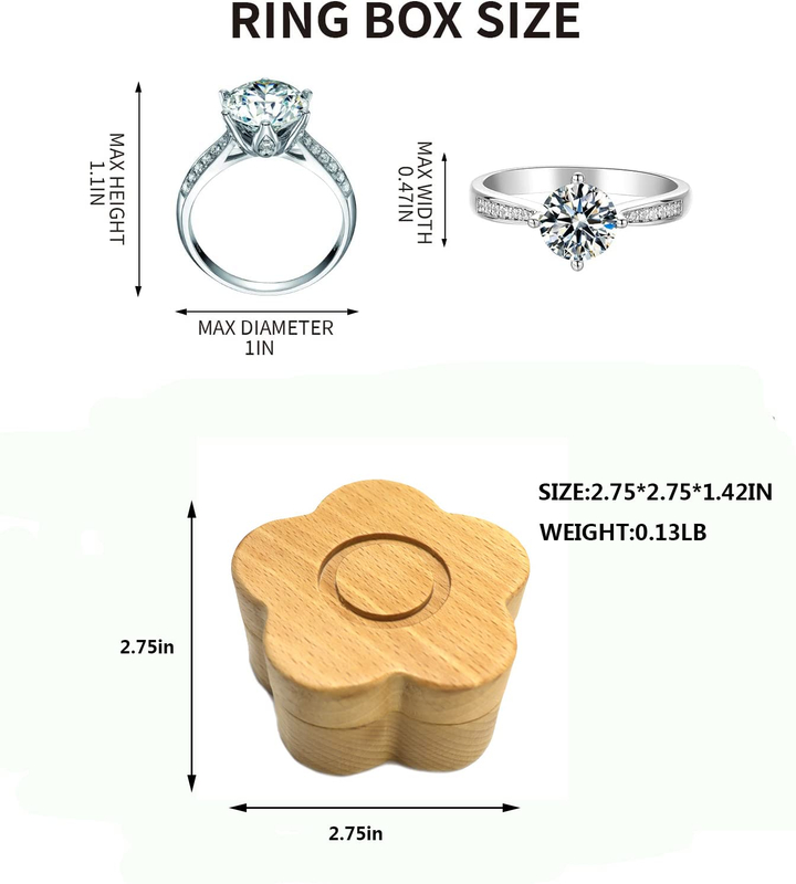 New Arrival Natural Wood Special Flower Shape Double Slots Wedding Ring Packaging Box
