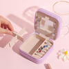 Custom Logo Pu Leather Suede Portable Travel Jewelry Case Business Favors Pink Colors Velvet Jelewery Organizer Packaging Boxes