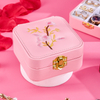 Custom Logo Handmade Trinket Small Travel Jewelry Box Square PU Leather Necklace Earring Ring Jewellery Organizer Gift Case