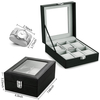 Wholesale 6 Slots Transparent Hinged Lid PU Leather Case Organizer Watch Display Wooden Watch Box