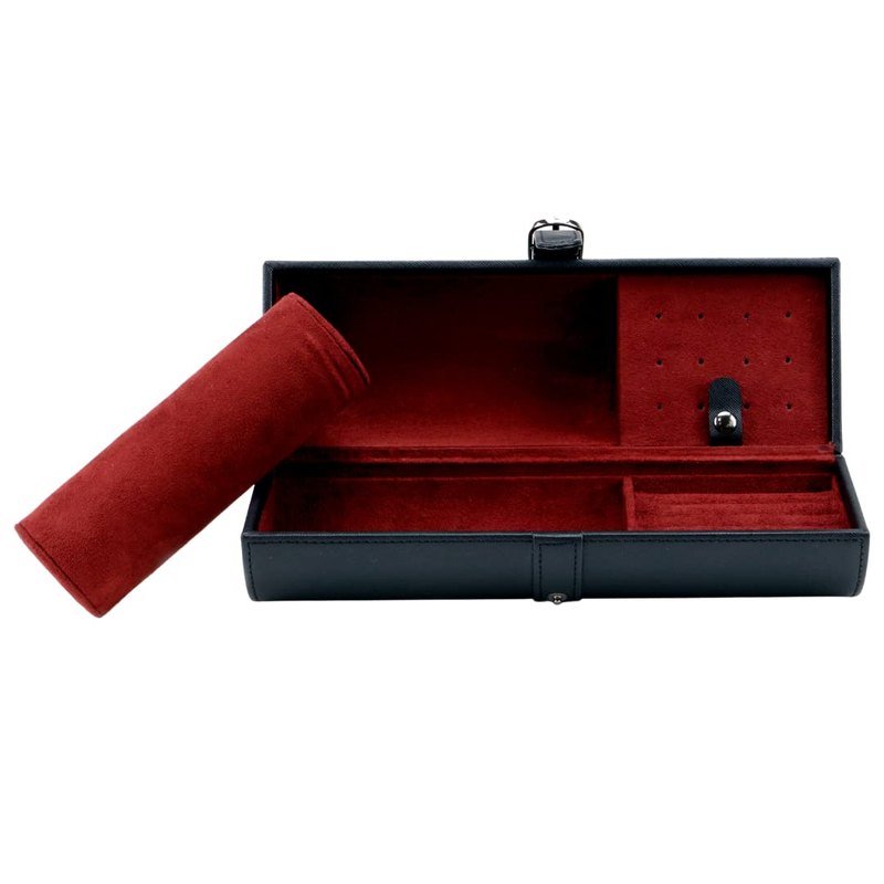 Hot Selling Unique Round Portable Personalized PU Leather 3 Slot Watch Ring Earring Necklace Jewelry Packaging Box