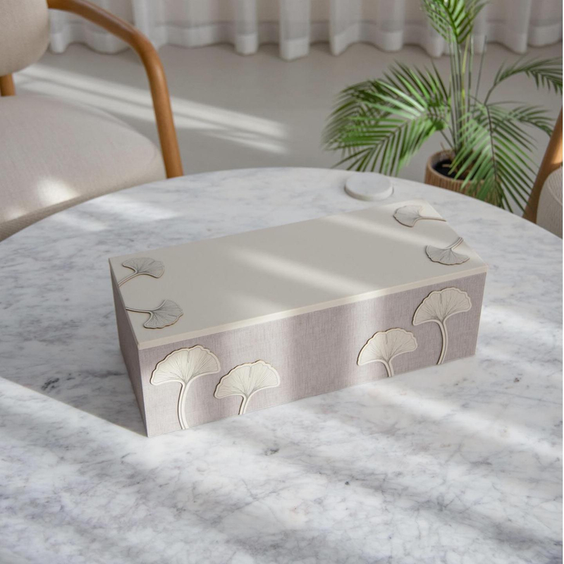 Luxury Empty 3 Slot Ginkgo Leaf Storage Box Linen Dates Baklava Packaging Boxes Gift Boxes Set for Dates Jam Jars Chocolate