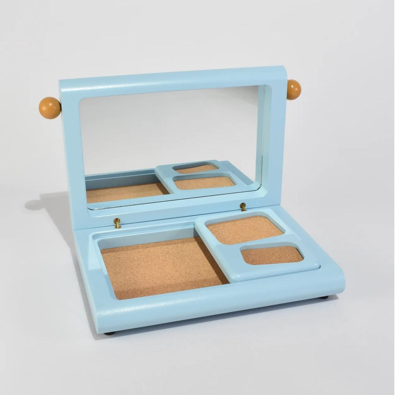 Custom Square Yellow Travel Jewelry Ring Gift Box Packaging Luxury Wooden Sliding Trays Jewelry Sets Box Organizer with Mirror