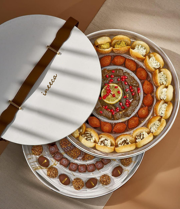 Leather Chocolate Round Box with Handle