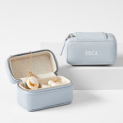 Luxury Travel Silver Zipper Jewelry Box Packaging Portable Leather Mini Ring Earring Necklace Jewelry Storage Sets Box