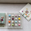 Hand Embroidered Satin Sequin Macaron Gift Box Luxury Wedding Chocolate Box Packaging Floral Embroidery Acrylic Candy Box