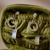 Olive Green Travel Jewelry Ring Case Earring Organizer 