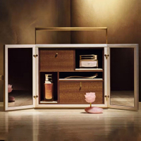 Double Opening Skincare Nail Polishes Perfume Wooden Gift Box Portable Custom Mascara Lipstick Makeup Sets Cosmetics Packaging