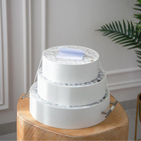 Custom Logo White Pastry Dessert Macarons Boxes Packaging Metal Handle Leather Round Chocolate Bar Candy Box with Clear Window