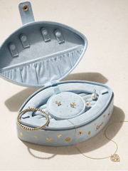 Blue Velvet Pendant And Chain Eye Shape Velvet Jewelry Box Organizer Display Custom Ring Necklace Boxes Jewellery Packaging