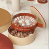 Handmade Leather Ramadan Gift Box Empty Food Chocolate Candy Packaging Display Box Round Double Layer Chocolate Bar Storage Box
