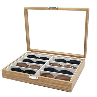 Walnut Wood Glasses Storage Display Box 8 Slots Storage Sunglasses Display Case 