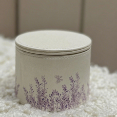 Handmade Cylindrical Lavender Printed Leather Perfume Storage Box Aromatherapy Tablets Packing Magnetic Rotating Perfume Box