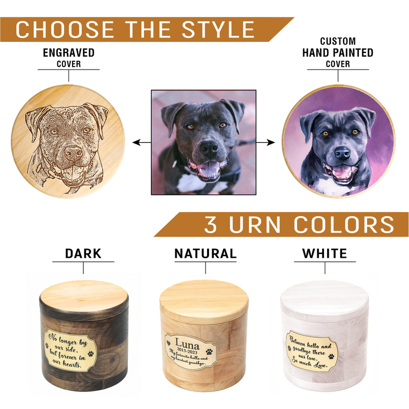 Personalized Lid Design Pet Box Packaging Custom Wood Dog Urns for Ashes Handmade Pet Memorial Cremation Box with Photo Pawprint