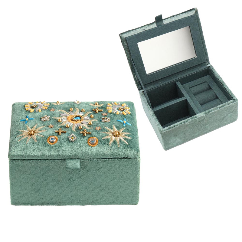 Luxury Mirror Jewelry Box Sequin Embroidery Ring Packagin