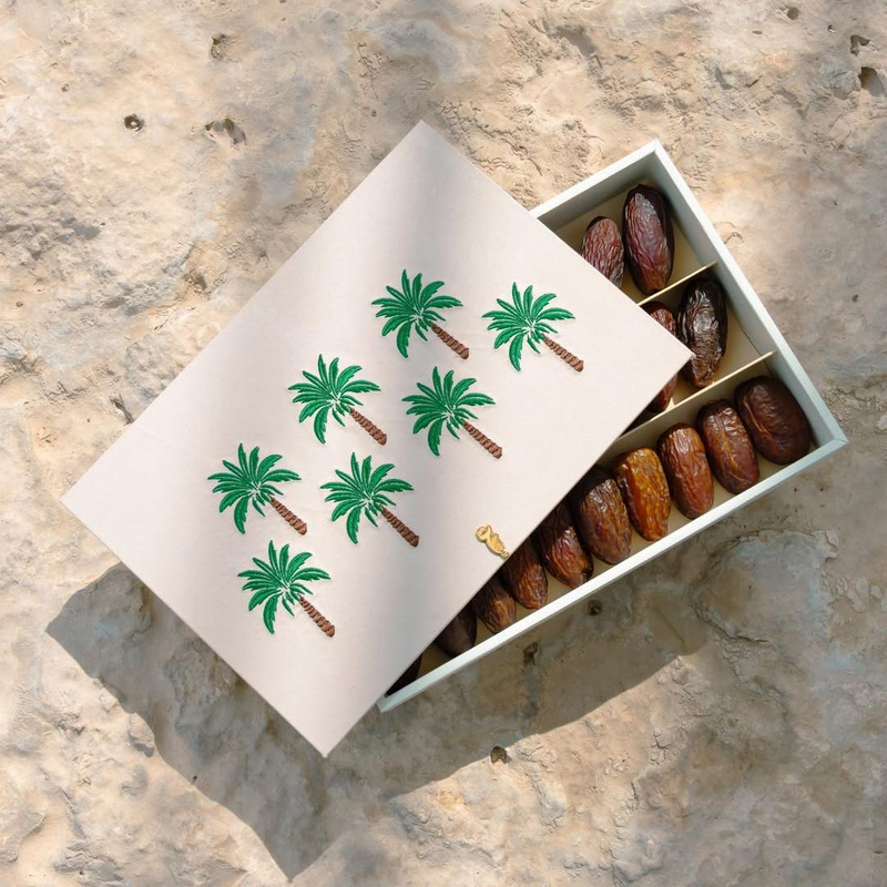 Palm Embroidered Dates Box with Dividers