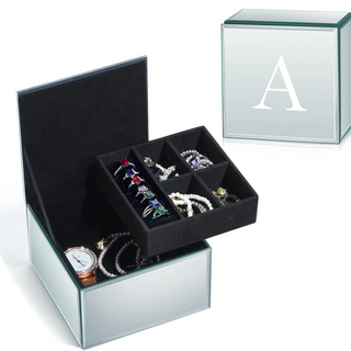 2 Layer Glass Mirrored Jewelry Organizer Storage Box Velvet Insert Watches Cufflinks Jewelry Packaging Box