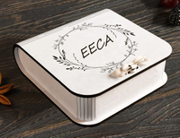 Book Shaped Box Jewelry Packaging Ring Custom Logo White Jewelry Boxes for Bracelet Earring Wooden Storage Boxes With Lock