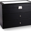 Pu Leather Watch Sunglasses Jewellery Storage Box Dustproof Display Case with Drawer