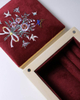 Custom Hand Wooden Embroidered Jewelry Boxes Organizer MDF Linen Velvet Embroidery Earring Display Ring Box Packaging